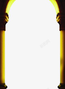 黄色大气欧式拱门建筑素材