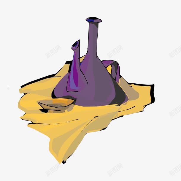 紫色卡通酒壶茶碗png免抠素材_新图网 https://ixintu.com 矢量卡通 紫色 茶碗 酒壶