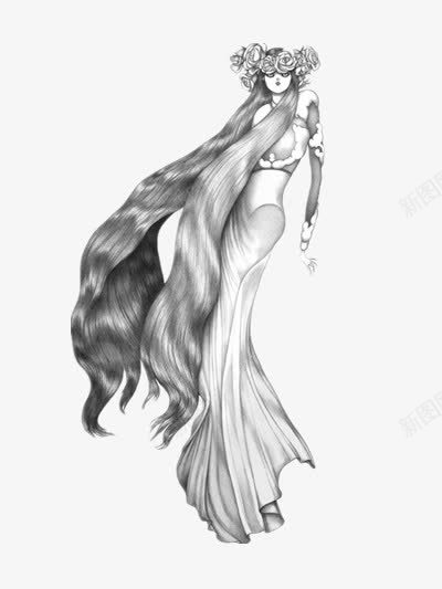 模特png免抠素材_新图网 https://ixintu.com 女孩 时尚 模特 素描 黑白