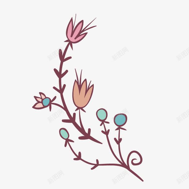 艺术花草png免抠素材_新图网 https://ixintu.com 复古 植物 甜美 粉色 花朵 装饰 鲜花