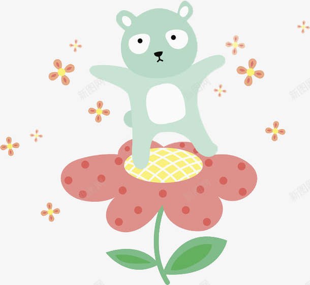 鲜花兔子png免抠素材_新图网 https://ixintu.com 卡通动物 卡通手绘 水彩画 萌宠 装饰图案 鲜花兔子