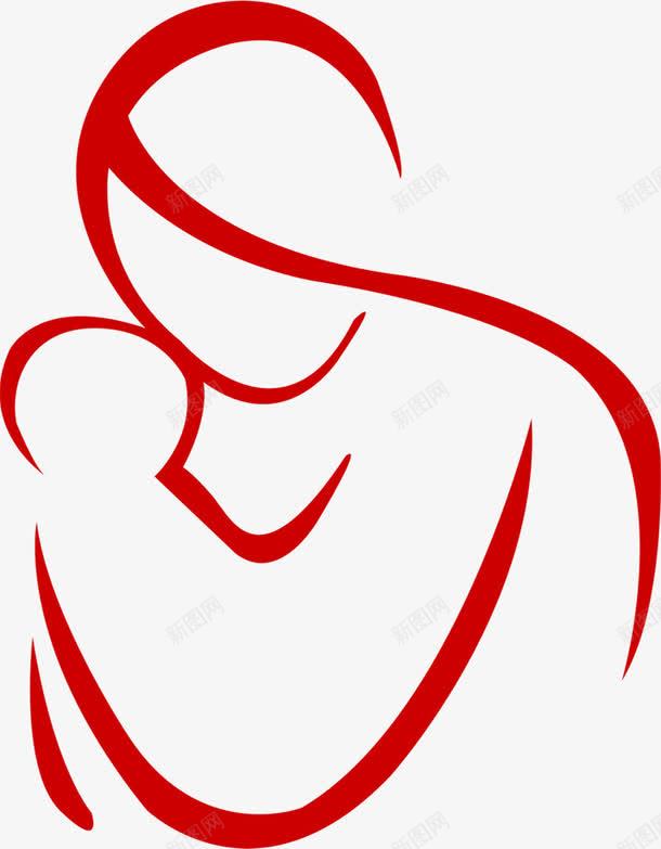 手绘红色线条抽象母子png免抠素材_新图网 https://ixintu.com 抽象 母子 红色 线条