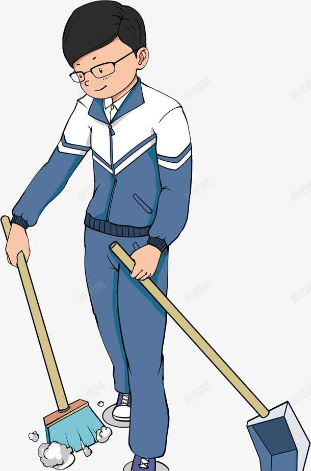 劳动学生扫地男同学png免抠素材_新图网 https://ixintu.com 值日生 做值日 劳动 学生 扫地 男同学