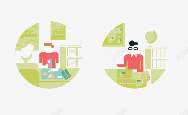 扁平旅游路线规划png免抠素材_新图网 https://ixintu.com 创意设计 卡通设计 扁平创意图