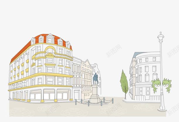 线框建筑城市png免抠素材_新图网 https://ixintu.com 城市 建筑 建筑城市