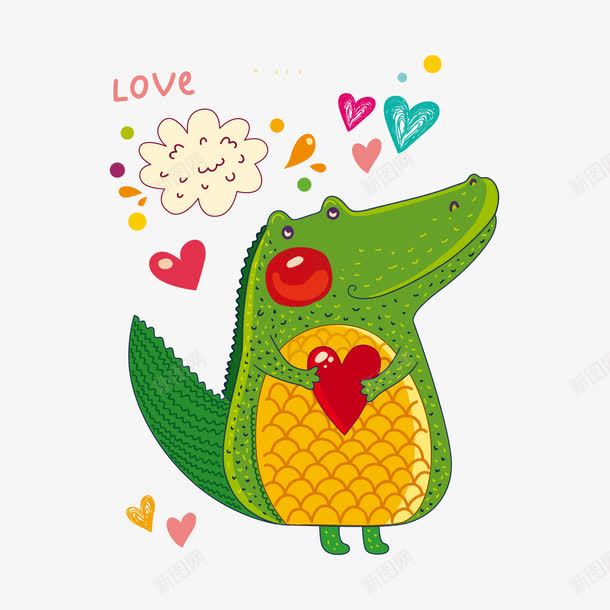 绿色的鳄鱼png免抠素材_新图网 https://ixintu.com PNG 卡通 爱心 鳄鱼