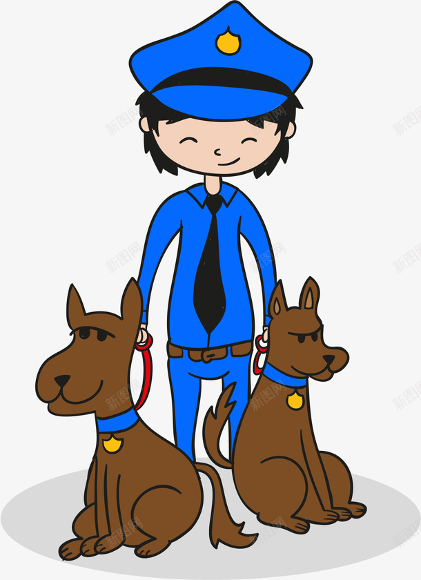 警察矢量图ai免抠素材_新图网 https://ixintu.com 军犬 动物 可爱 男性 矢量图 警犬