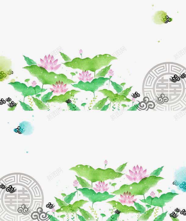 夏日荷花别样红背景装饰png免抠素材_新图网 https://ixintu.com 绿色 背景 装饰