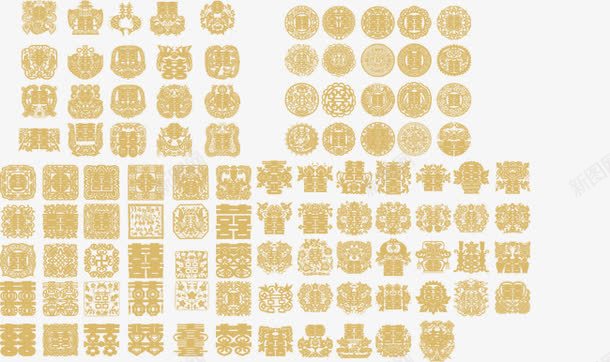 烫金双喜字png免抠素材_新图网 https://ixintu.com 中国风双喜字 双喜字 喜字矢量