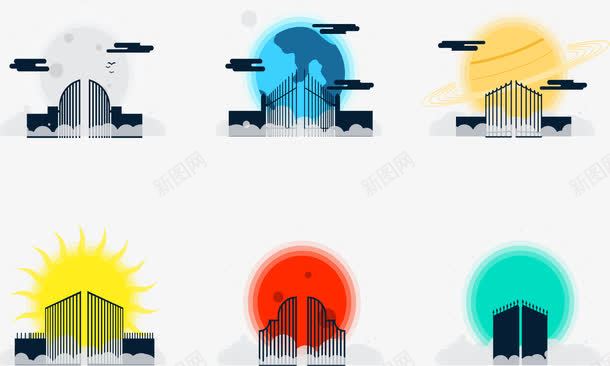 探索太空的大门png免抠素材_新图网 https://ixintu.com 大门 探索 推开大门 科学探索 航空航天