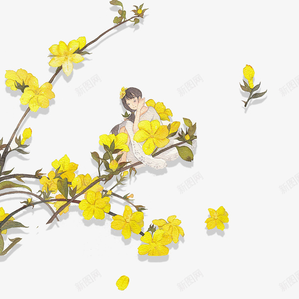 黄色手绘花海psd免抠素材_新图网 https://ixintu.com 唯美 手绘花卉 手绘落花 清新 落花 黄色花卉 黄色花瓣