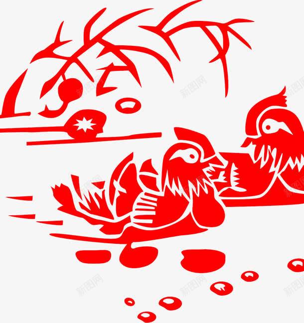 中国风元素png免抠素材_新图网 https://ixintu.com 中国元素 中国风 剪纸 鸳鸯