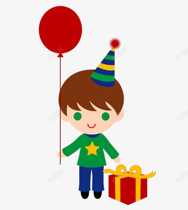 过生日的男孩png免抠素材_新图网 https://ixintu.com 人物 卡通人物 卡通气球 卡通男孩 卡通礼物 生日男孩