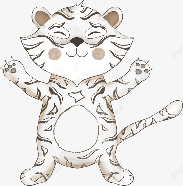卡通小老虎png免抠素材_新图网 https://ixintu.com 动漫 动画 卡通动物 卡通老虎 可爱老虎 小老虎 笑眯眯老虎