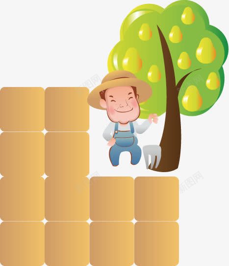手绘农夫梨树图案png免抠素材_新图网 https://ixintu.com 农夫 图案 手绘 梨树