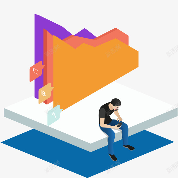 立体数据趋势图矢量图ai免抠素材_新图网 https://ixintu.com 分析图表 数据分析 矢量立体数据分析 立体数据 趋势图 矢量图