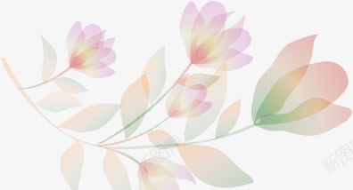 手绘粉绿色精美花朵png免抠素材_新图网 https://ixintu.com 精美 绿色 花朵