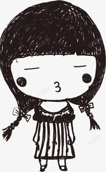手绘嘟嘴人物女孩png免抠素材_新图网 https://ixintu.com 人物 女孩