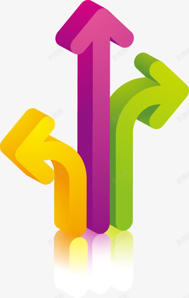 彩色立体向上箭头png免抠素材_新图网 https://ixintu.com 平面装饰 弧形箭头 立体图案 装饰图案