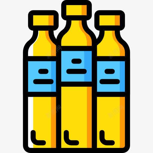 三瓶水瓶png免抠素材_新图网 https://ixintu.com 卡通 手绘 水瓶 黄色