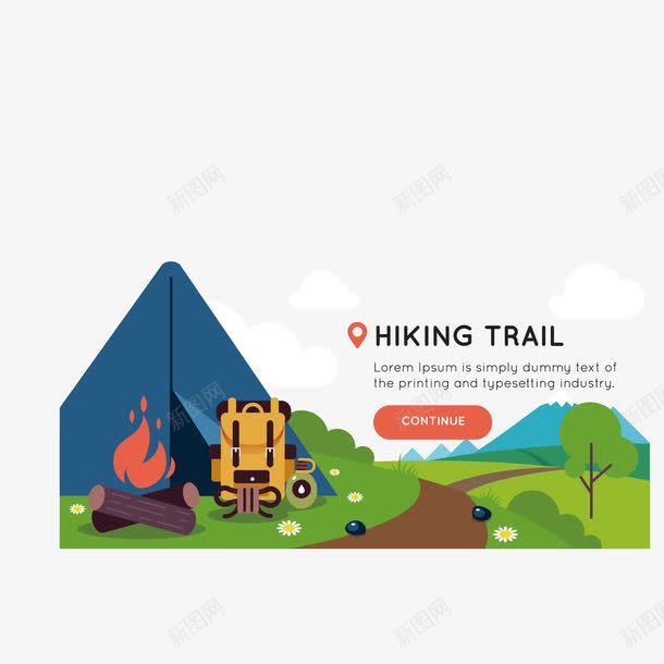 登山露营png免抠素材_新图网 https://ixintu.com 扁平 树 登山 露营