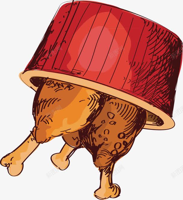 手绘精美油炸鸡腿png免抠素材_新图网 https://ixintu.com 别致 别致红色 别致红色设计油炸品 油炸品 红色 设计 设计油炸品