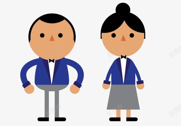 可爱情侣职业装png免抠素材_新图网 https://ixintu.com 免费png素材 女 男 职业装 蓝色
