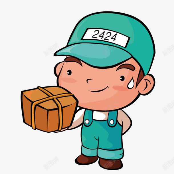 蓝色卡通送货员png免抠素材_新图网 https://ixintu.com 卡通 卡通蓝色 蓝色 送货员