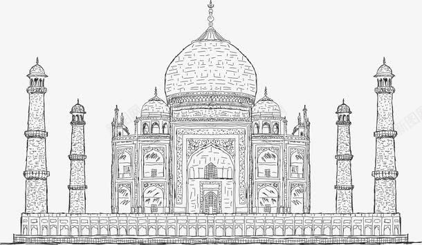 手绘黑色线条绘画建筑png免抠素材_新图网 https://ixintu.com 建筑 手绘 线条 绘画 黑色