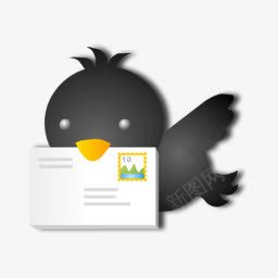 黑色小鸟送信png免抠素材_新图网 https://ixintu.com 小鸟 送信 黑色
