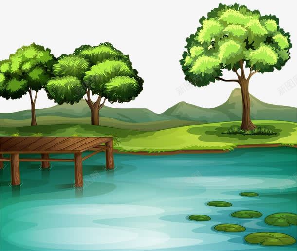 手绘江水png免抠素材_新图网 https://ixintu.com 手绘 江 江水 江面 风景
