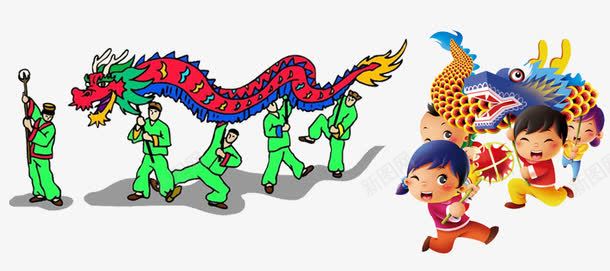 舞龙习俗png免抠素材_新图网 https://ixintu.com 卡通龙灯 民间习俗 舞龙灯 风俗 龙