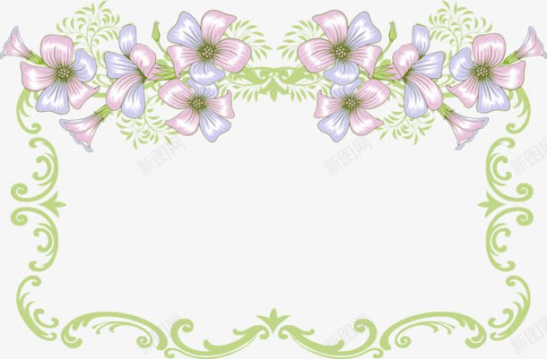 花朵绿色边框png免抠素材_新图网 https://ixintu.com 素材 绿色 花朵 边框
