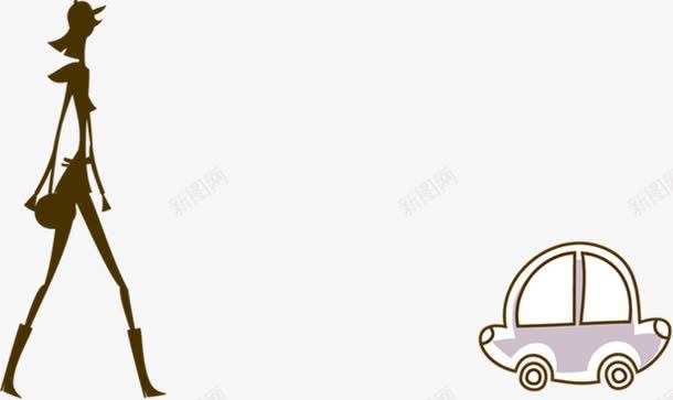 时尚汽车美女手绘png免抠素材_新图网 https://ixintu.com 时尚 汽车 美女