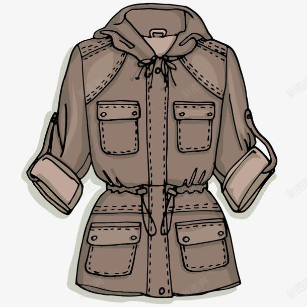 外套png免抠素材_新图网 https://ixintu.com 外套 束腰 棕色 衣服