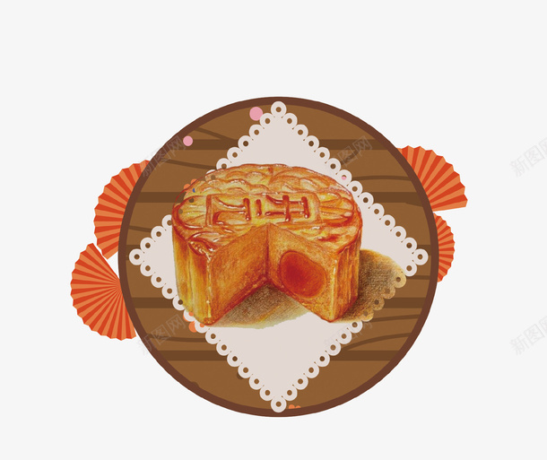 手绘中秋月饼插画psd免抠素材_新图网 https://ixintu.com 中国传统节日 中国风 中秋节 手绘 插画 月饼 美食