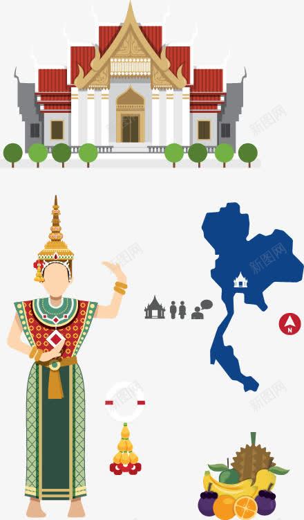 泰国旅游扁平png免抠素材_新图网 https://ixintu.com 泰国旅游扁平素材