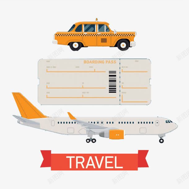 旅行png免抠素材_新图网 https://ixintu.com 免费png 出租车 护照 旅游 机票 自驾游