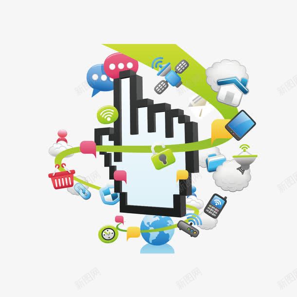 扁平化图标png_新图网 https://ixintu.com 图标 扁平化 手 手机 购物框