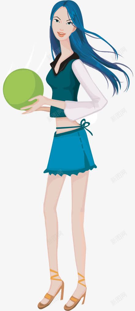 手绘抱球的美女png免抠素材_新图网 https://ixintu.com 手绘 抱球 美女 运动