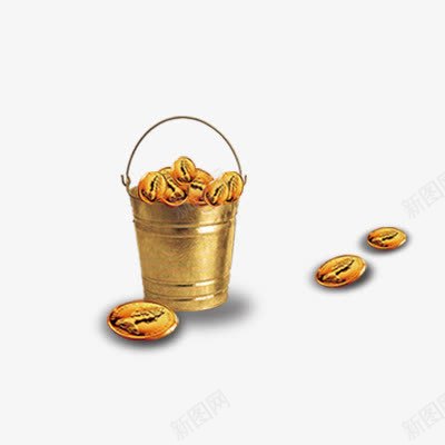 金桶里装满了金币png免抠素材_新图网 https://ixintu.com 水桶 金币 金桶 金色 钱