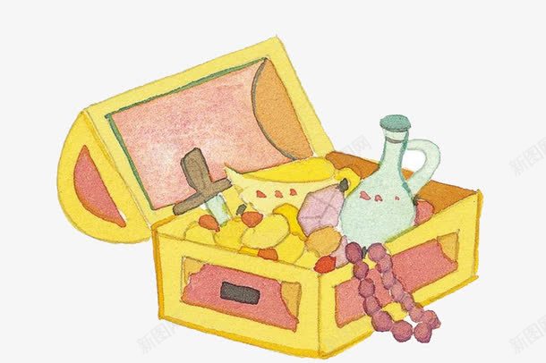 儿童蜡笔绘画宝箱png免抠素材_新图网 https://ixintu.com psd 宝箱 店铺宝箱 箱子 绘画