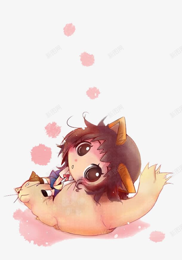 可爱小朋友png免抠素材_新图网 https://ixintu.com 卡通人物 可爱女孩 猫女郎