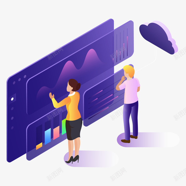 创意立体商务插画矢量图ai免抠素材_新图网 https://ixintu.com PPT 创意 卡通 插画设计 立体 紫色 矢量图
