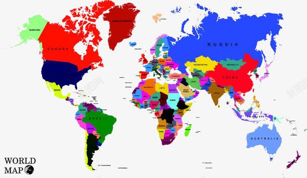彩色世界地图png免抠素材_新图网 https://ixintu.com 世界地图 全球 彩色地图