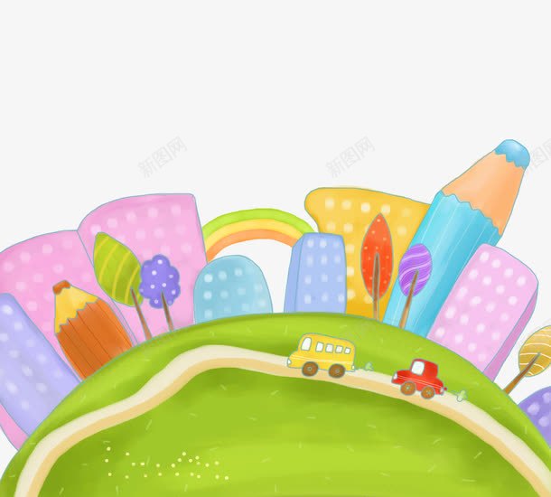 卡通手绘城市风景png免抠素材_新图网 https://ixintu.com 卡通 城市 手绘 风景