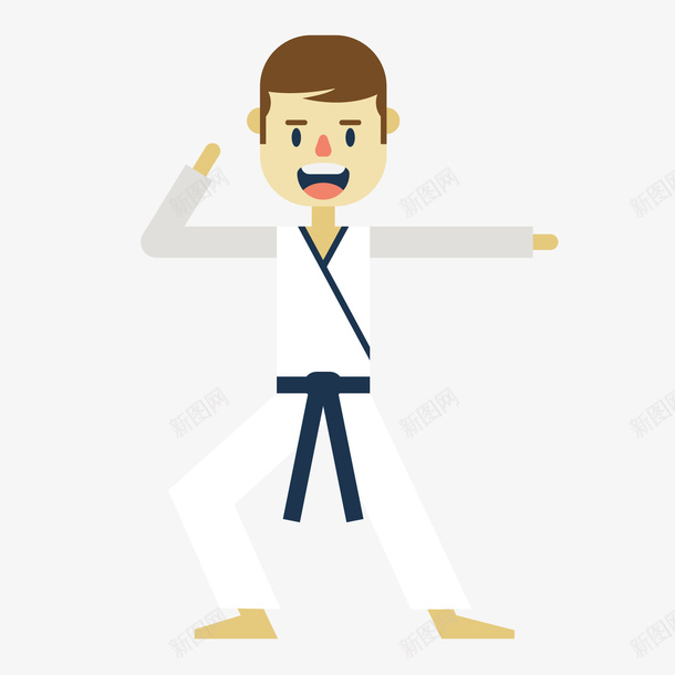 卡通跆拳道男孩png免抠素材_新图网 https://ixintu.com 卡通人物 卡通男孩 背景装饰 跆拳道男孩