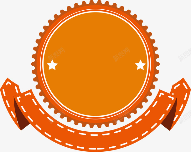 卡通橙色圆圈png免抠素材_新图网 https://ixintu.com 丝带 卡片 卡通 圆圈 小清新 星星 橙色 简约