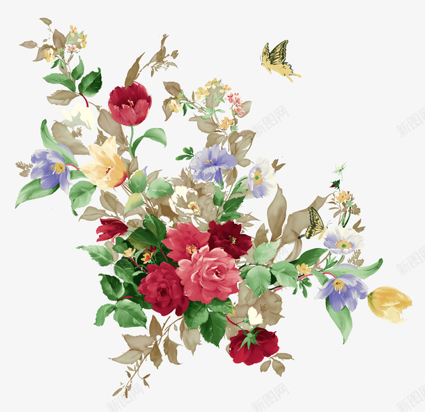 彩色手绘小清新花朵装饰图案png免抠素材_新图网 https://ixintu.com 免抠PNG 小清新 彩色 手绘 花朵 装饰图案