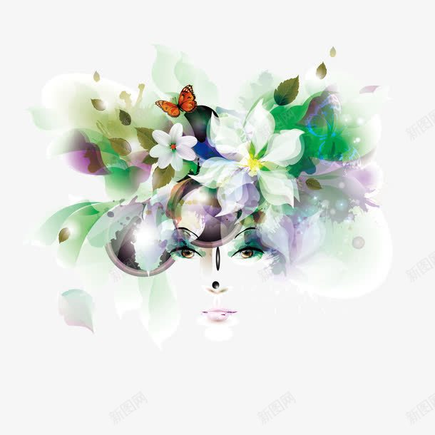 彩绘花朵美女纹绣美女png免抠素材_新图网 https://ixintu.com 彩绘 纹绣美女 美女 花朵